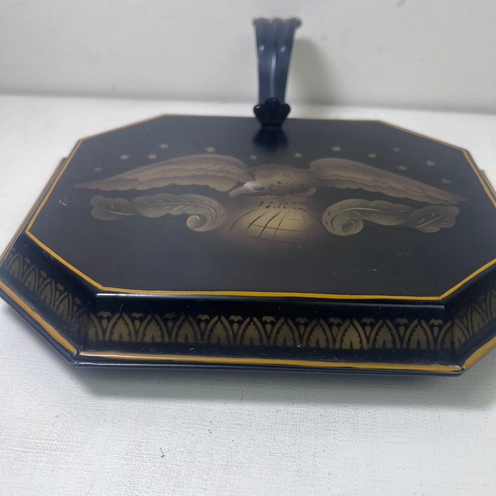 L Hitchcock Black Tole Painted Eagle Silent Butler Crumb Catcher Riverton Conn - Picture 4 of 11